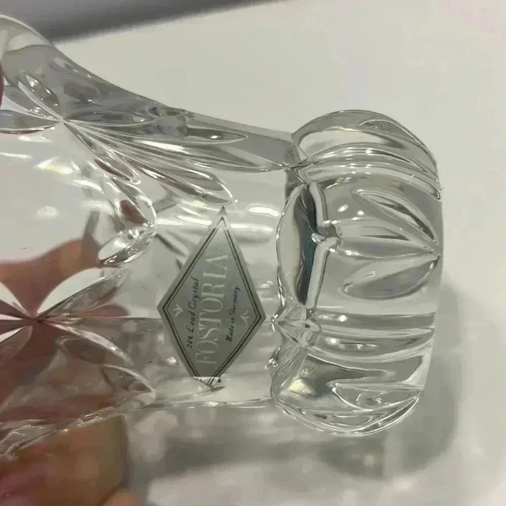 Fostoria 24% lead crystal bud vase / toothpick holder made in‎ Germany